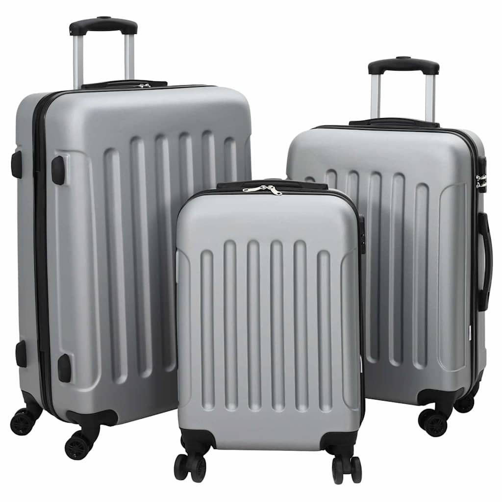 VidaXL Koffer met slot 3 pcs zilver 50 x 31 x 78 cm abs kunststof