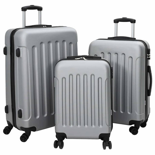 VidaXL Koffer met slot 3 pcs zilver 50 x 31 x 78 cm abs kunststof