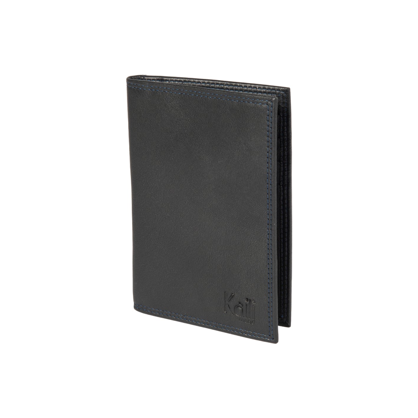 K10222AB | Document Holder + Passport in genuine full-grain leather, with light grain. Black color. Size when closed: 10 x 14 x 1 cm - Packaging: hard bottom/cover Gift Box