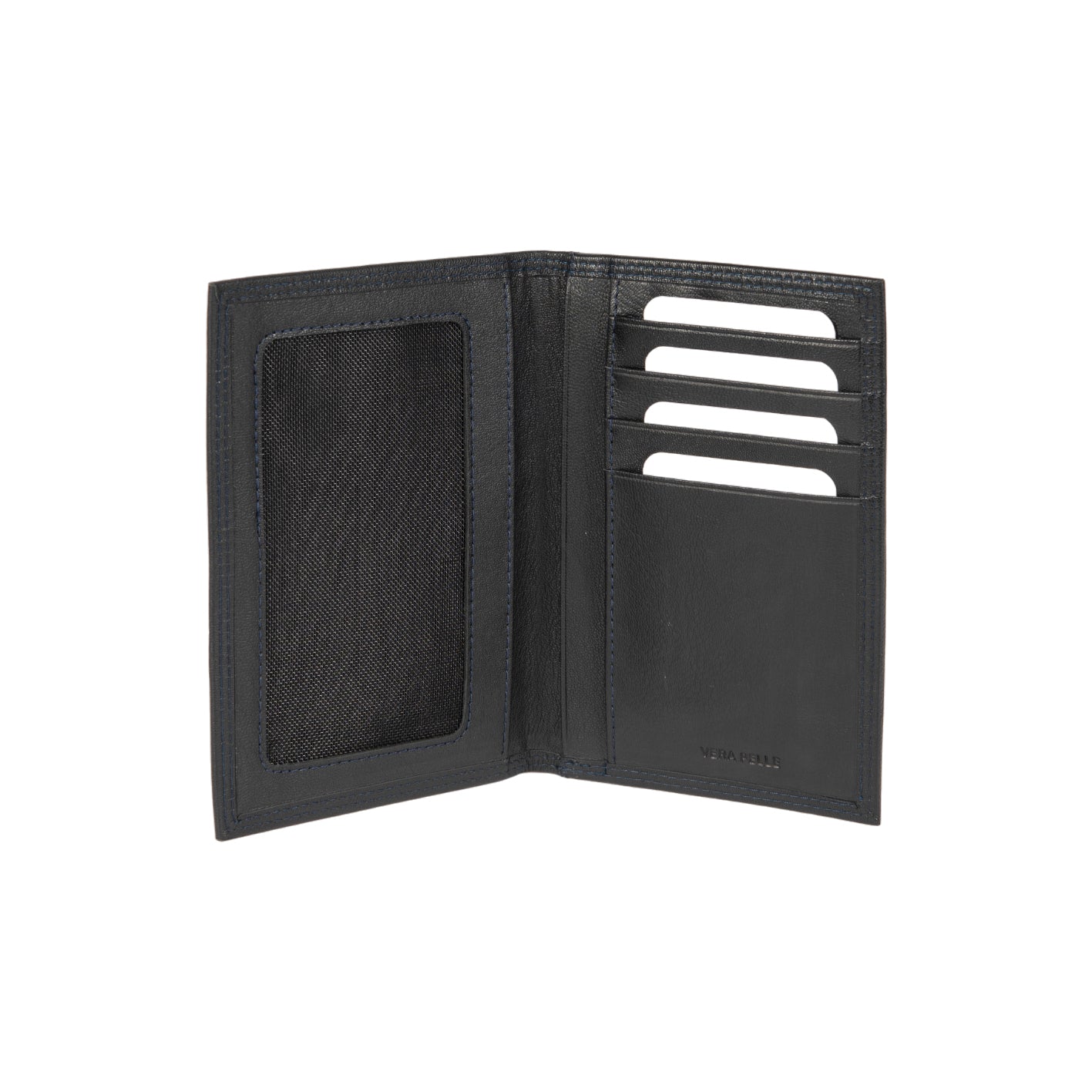 K10222AB | Document Holder + Passport in genuine full-grain leather, with light grain. Black color. Size when closed: 10 x 14 x 1 cm - Packaging: hard bottom/cover Gift Box